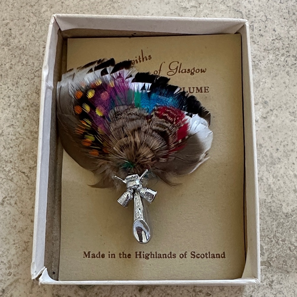 REAL SCOTTISH PLUME BROOCH Feather Brooch with Silver Accent